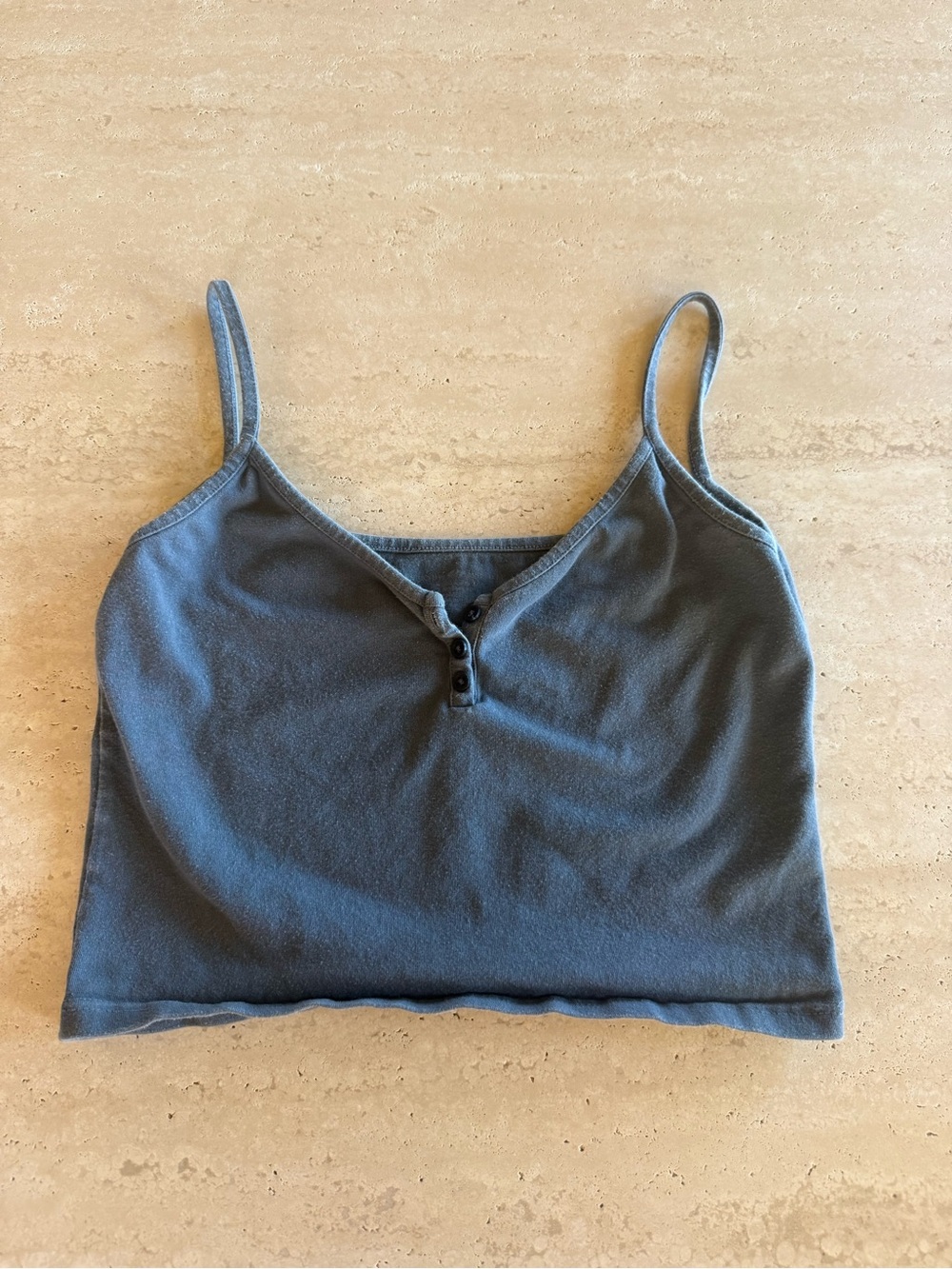 Brandy Melville faded navy cropped henley tank top